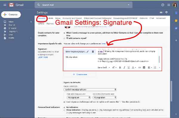 gmail signature setup
